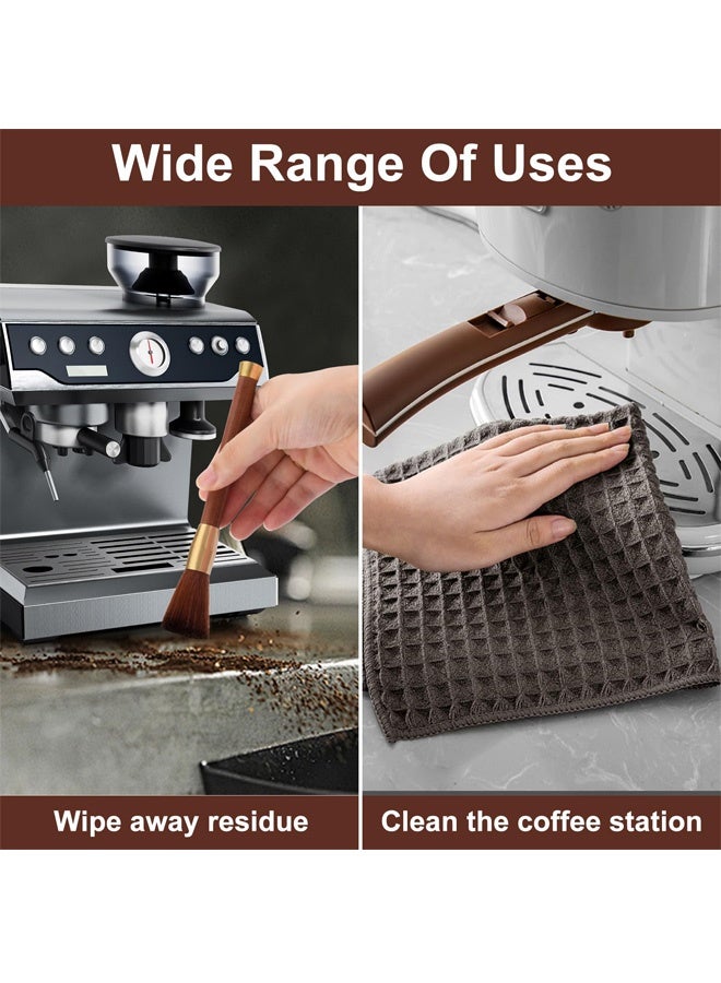 3 PCS Coffee Machine Brush Set, 1 Wooden Handle Espresso Cleaning Brush With 2 Cloths for Grinder and Accessories - Image 3